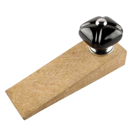 Solid Black Square Ceramic Door Stopper